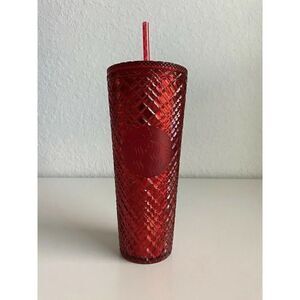 Starbucks Tumbler Cup Jeweled Red Holiday 2021 Christmas 24oz Venti Winter